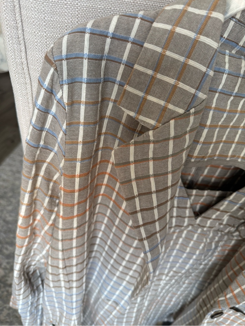 Free People Better Together Plaid Blazer & Mini Dress Set Taupe Cotton Size M - Picture 5 of 15